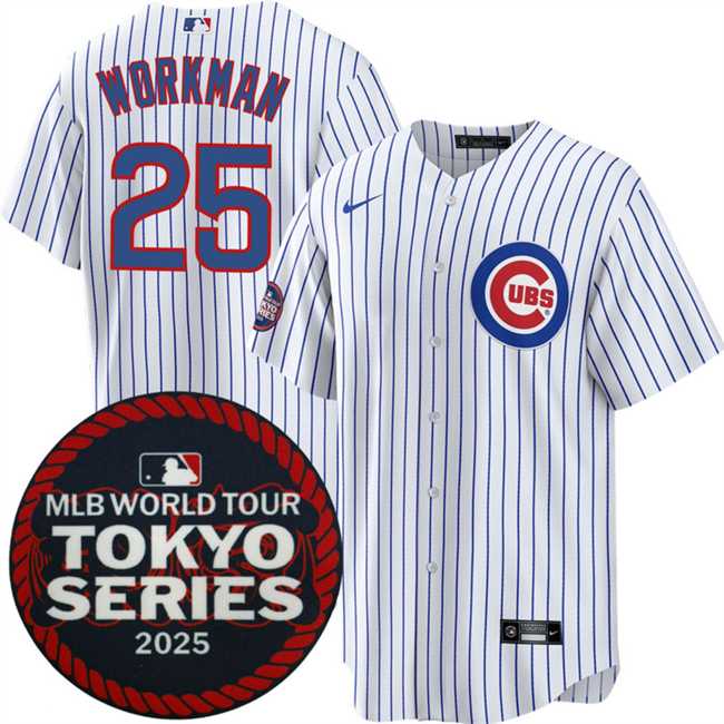Men%27s Chicago Cubs #25 Gage Workman White 2025 World Tour Tokyo Series Home Stitched Jersey Dzhi->chicago cubs->MLB Jersey